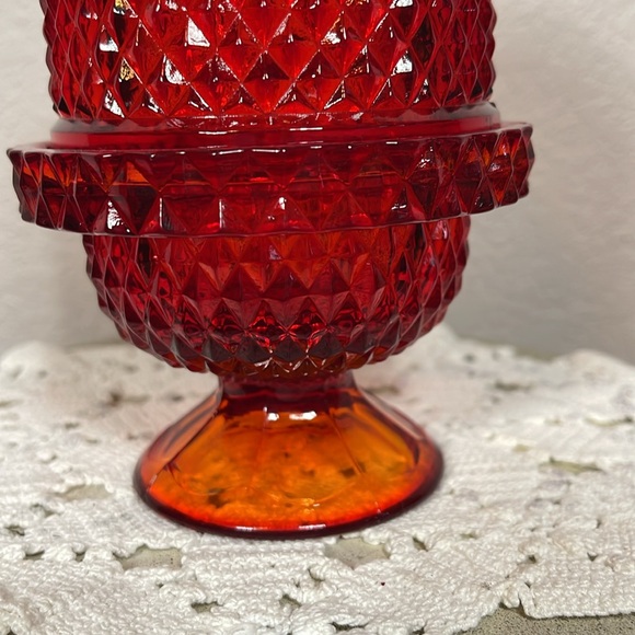 Vintage Viking Glass Red Diamond Point Glimmer Fairy Lamp - Picture 2 of 9